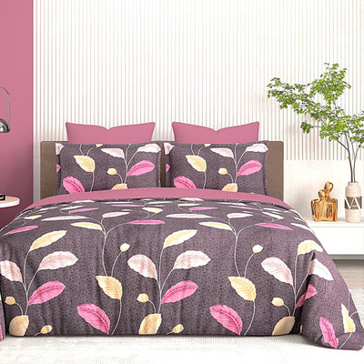 RICHKRAFT Microfiber King Flat 186 TC Floral Bedsheet(Pack of 1, Maroon)