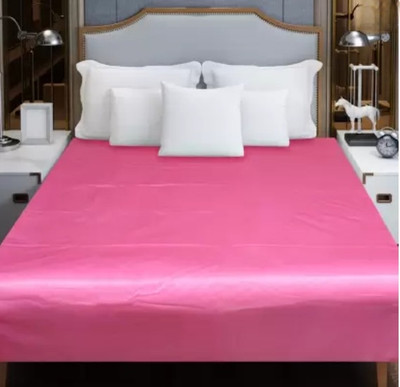 Ryka 210 TC PVC Double Solid Flat Bedsheet(Pack of 1, Pink)