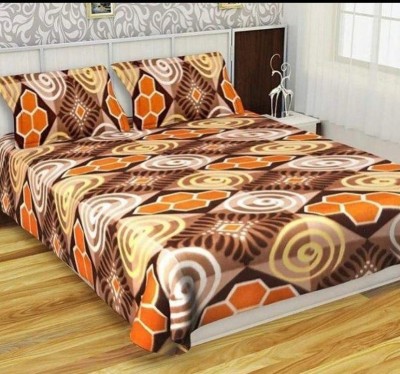 MISTYKO 190 TC Microfiber Double Floral Flat Bedsheet(Pack of 1, Coffee)