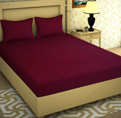 BROMWICK 144 TC Microfiber Double Solid Flat Bedsheet(Pack of 1, Dark Wine)