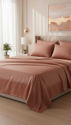 Huestia Cotton Super King Flat 400 TC Solid Bedsheet(Pack of 1, Blush Petal)