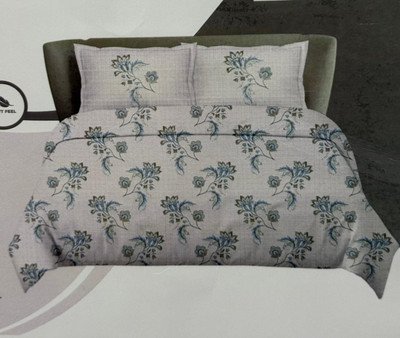 WithSK Collection Cotton King Flat 210 TC Printed Bedsheet(Pack of 1, Cream)