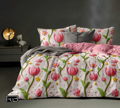 Sidhi Creations Cotton Double Flat 210 TC Floral Bedsheet(Pack of 1, Red)