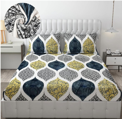 SHOMES 320 TC Woolen King Floral Fitted (Elastic) Bedsheet(Pack of 1, Multicolor)