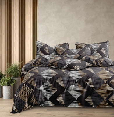 CHHILAKIYA Cotton Super King Flat 310 TC Printed Bedsheet(Pack of 1, Mix Grey White Yellow)