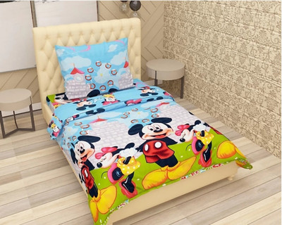 ARAMIDA 144 TC Polycotton Single Printed Flat Bedsheet(Pack of 1, Blue)