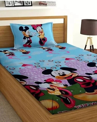 LA MANTTA Polycotton Single Flat 140 TC Cartoon Bedsheet(Pack of 1, Multicolor)