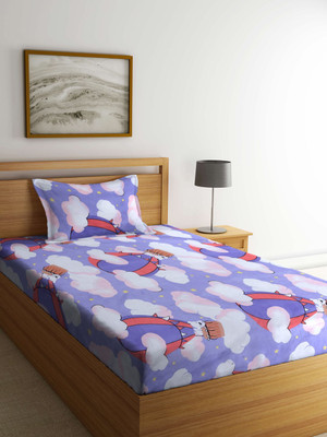 Klotthe 300 TC Polycotton Single Printed Fitted (Elastic) Bedsheet(Pack of 1, Multicolor)