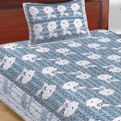 Home@shop Cotton Single Bed Cover(Blue)