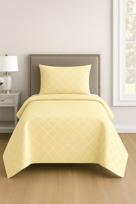 DECOR2ADMIRE 300 TC Cotton Single Geometric Flat Bedsheet(Pack of 1, Solid-Box Beige)