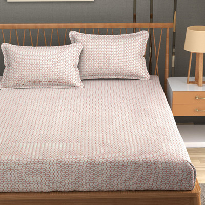 TURIYA Microfiber Double Fitted (Elastic) 180 TC Printed Bedsheet(Pack of 1, Multicolor)