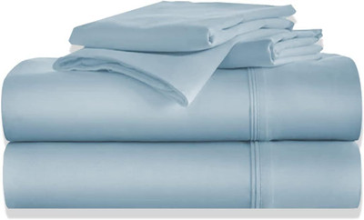 Timeless Trends Cotton King Fitted (Elastic) 1000 TC Solid Bedsheet(Pack of 1, Light Blue)