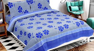VTPL 144 TC Microfiber Double Checkered Flat Bedsheet(Pack of 1, Purple)