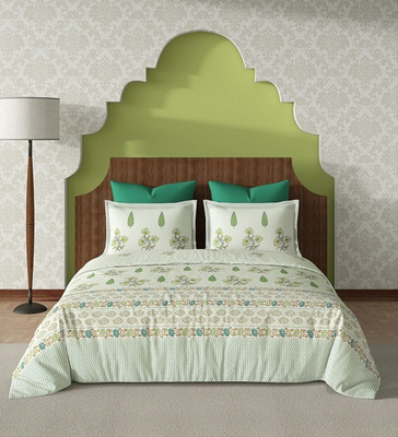 Sneham Cotton King Flat 210 TC Jaipuri Prints Bedsheet(Pack of 1, Multicolor)