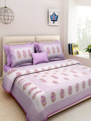 Indram Cotton Rajasthani Printed Floral King Sized Double Bedsheet(1 Bedsheet With 2 Pillow Covers)