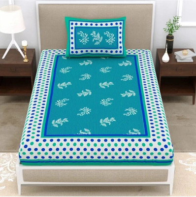 KAANY FAB Cotton Single Flat 144 TC Jaipuri Prints Bedsheet(Pack of 1, Multicolor)