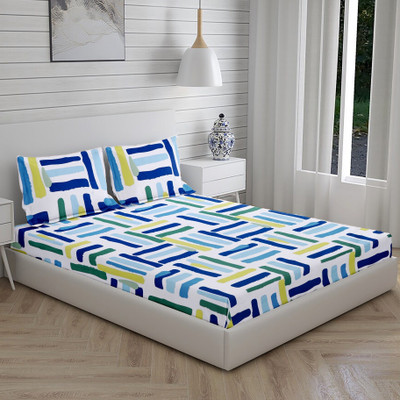 BLOSSIE 250 TC Cotton Double Abstract Flat Bedsheet(Pack of 1, Multicolor)