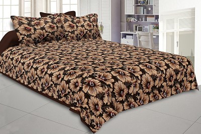 KUBER INDUSTRIES 144 TC Cotton King Floral Flat Bedsheet(Pack of 1, Brown)