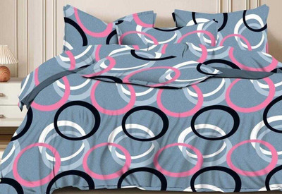 TINDLER KNOTS Cotton Double Flat 300 TC Printed Bedsheet(Pack of 1, GREY GOLA)
