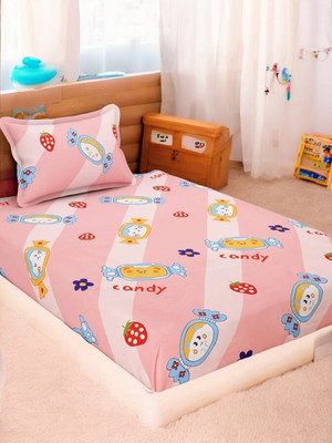 HOMYBEES 178 TC Cotton Single Printed Fitted (Elastic) Bedsheet(Pack of 1, Multicolor)
