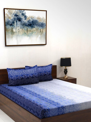 Steve and Anderson Microfiber Double Flat 164 TC Abstract Bedsheet(Pack of 1, Grey & Black)