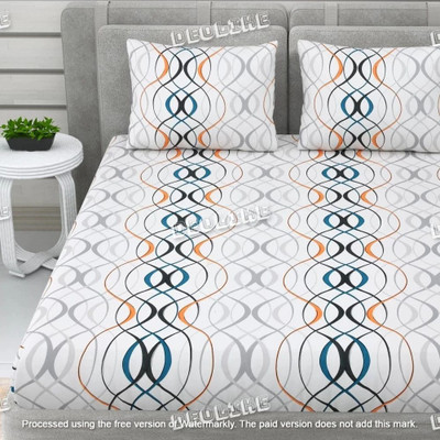 rivek Cotton King Flat 220 TC Printed Bedsheet(Pack of 1, White)
