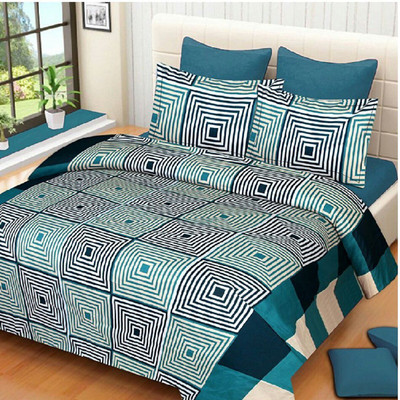 Vishnu creation 160 TC Microfiber Double 3D Printed Flat Bedsheet(Pack of 1, Multicolor)