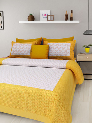 E ELMA 144 TC Cotton Double Jaipuri Prints Flat Bedsheet(Pack of 1, Multicolor)