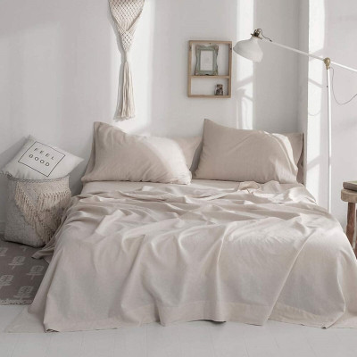 CULTIVER Microfiber Double Flat 300 TC Solid Bedsheet(Pack of 1, Beige)