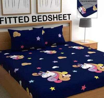 rivek Cotton Double Flat 320 TC Printed Bedsheet(Pack of 1, Multicolor)