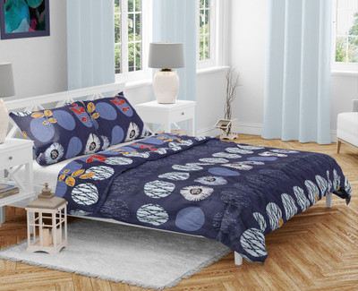 AAZEEM 180 TC Microfiber Double Abstract Flat Bedsheet(Pack of 1, Multicolor)