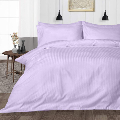 TUNDWAL'S 210 TC Microfiber Single Striped Flat Bedsheet(Pack of 1, Lavender)