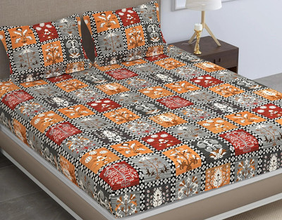 VAS COLLECTIONS Cotton Double Flat 160 TC Floral Bedsheet(Pack of 1, Multicolor)