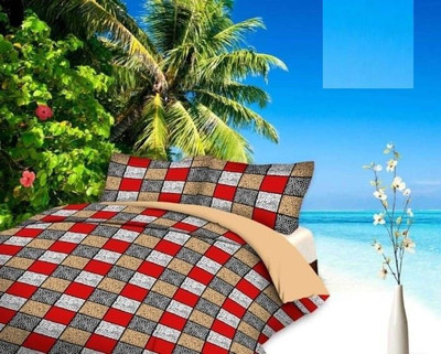 Aciloc Cotton Double Flat 200 TC Printed Bedsheet(Pack of 1, Green red)
