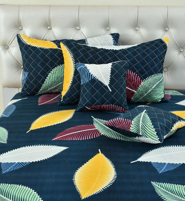 CLOVIS KRAFTS Cotton King Flat 240 TC Printed Bedsheet(Pack of 1, BLUE PATTA)