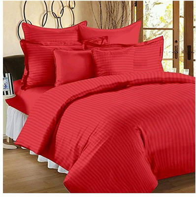 Divyani Creations Polycotton Double Flat 130 TC Striped Bedsheet(Pack of 1, Red)