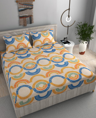 STAR TEX 180 TC Microfiber Double Abstract Flat Bedsheet(Pack of 1, White)
