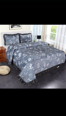 LavishFabrics Cotton Double Flat 550 TC Floral Bedsheet(Pack of 1, Grey)