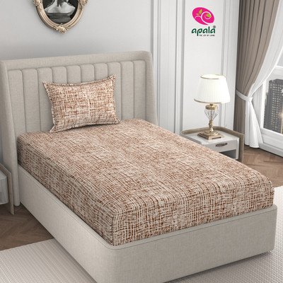 Apala 280 TC Microfiber Single Printed Flat Bedsheet(Pack of 1, Cream)