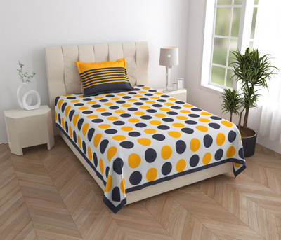 Mandakini 140 TC Cotton Single Jaipuri Prints Flat Bedsheet(Pack of 1, Grey)