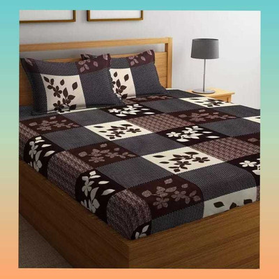 Family Collective Cotton Queen Flat 160 TC 3D Printed Bedsheet(Pack of 1, Brown)