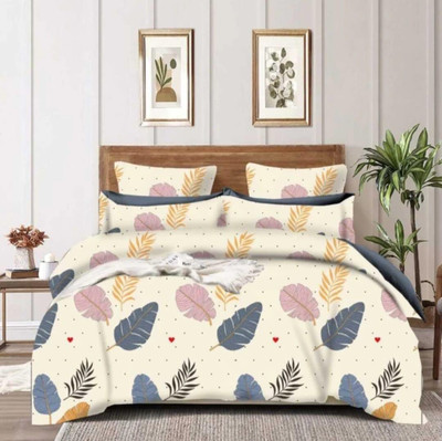 kirpafab 244 TC Cotton Double 3D Printed Flat Bedsheet(Pack of 1, Multicolor)