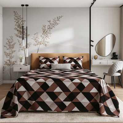 SCHp Cotton Super King Flat 320 TC Printed Bedsheet(Pack of 1, B_8)