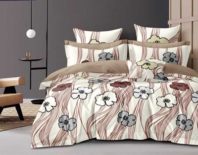 VIRIDIAN DÉCOR Cotton King Fitted (Elastic) 210 TC Printed Bedsheet(Pack of 1, Wine)