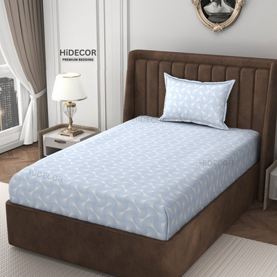 HIDECOR 280 TC Microfiber Single Self Design Flat Bedsheet(Pack of 1, Blue)
