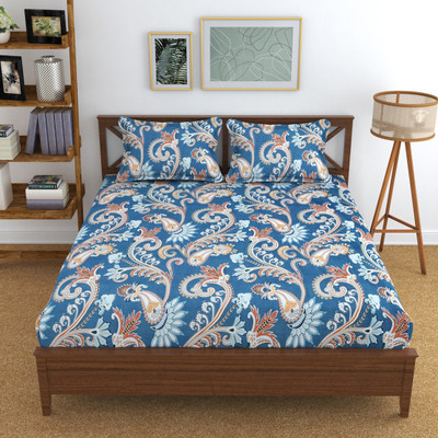 Laughing 260 TC Microfiber Queen Printed Fitted (Elastic) Bedsheet(Pack of 1, Multicolor)