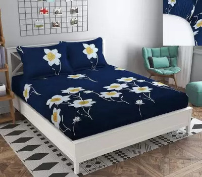 Kiwi Collections 180 TC Microfiber Double Floral Flat Bedsheet(Pack of 1, Multicolor)