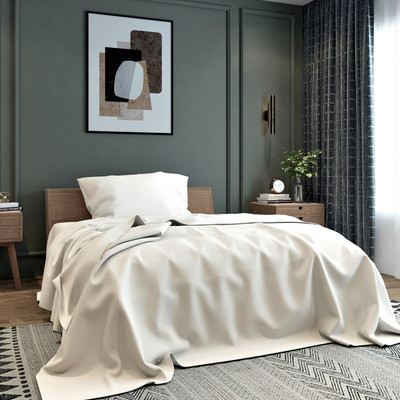 BELVOSTUM 280 TC Microfiber Single Solid Flat Bedsheet(Pack of 1, Beige)