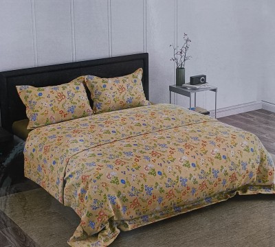 Raymond Home 104 TC Cotton King Floral Flat Bedsheet(Pack of 1, Bronze)