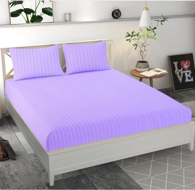 BROMWICK 144 TC Microfiber Double Striped Flat Bedsheet(Pack of 1, Purple)